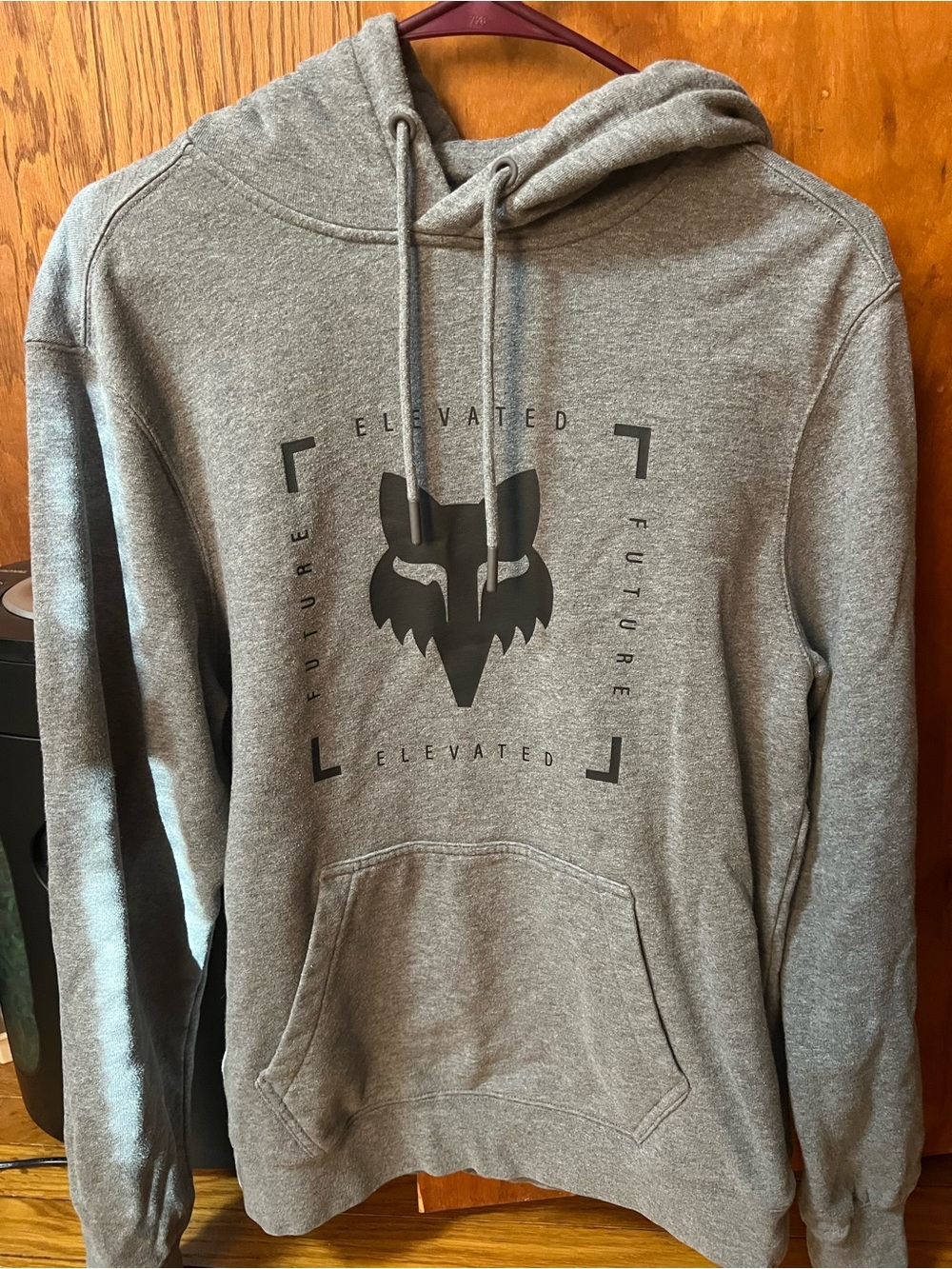 Fox Gray Pullover Hoodie with Black Fox Emblem